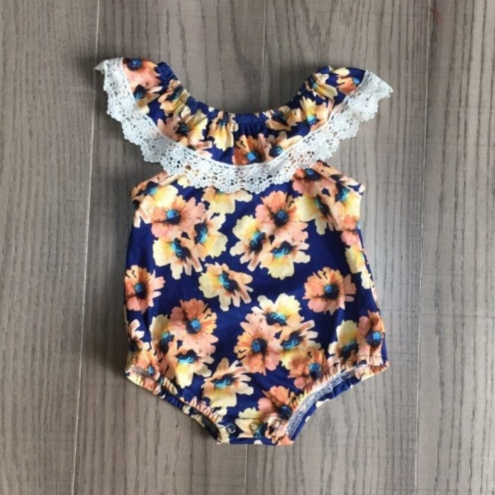 Boutique Sunflower Baby Girls Sleeveless Bodysuit Bubble Romper Jumpsuit